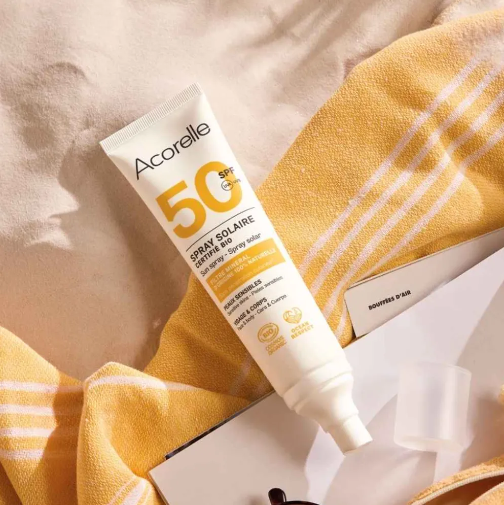 Acorelle fysikaalinen aurinkosuoja SPF 50, suihkutettava 100ml