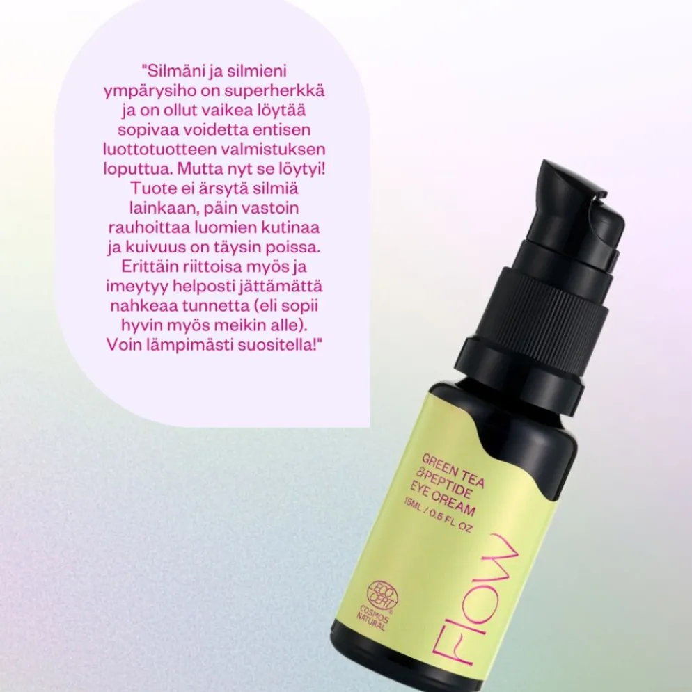 Silmänympärysvoide Flow Cosmetics Green Tea & Peptide Eye Cream 15ml